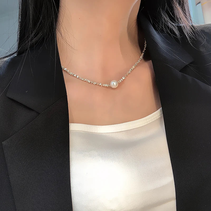 Popular Silver Colour Sparkling Clavicle Chain Choker Necklace Collar For Women Fine Jewelry Wedding Party Birthday Gift