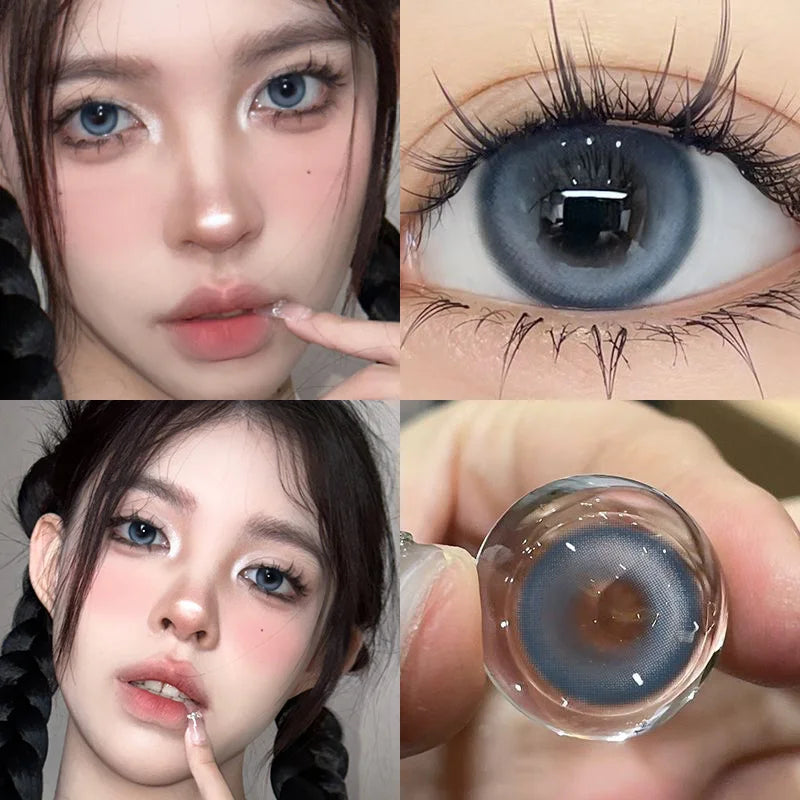 Qfdian 1Pair Colour Contacts Lenses Prescription Myopia Blue Eye High Quality Beauty Pupil Brown Lenses Makeup