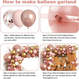 Qfdian  144pcs Rose Golden Balloon Arch Set, Suitable for Wedding Decoration,Birthday,Valentine'S Day Halloween Decoration,Thanksgiving