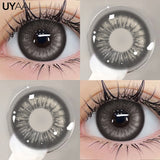 Qfdian 0~600 Myopia Black Lenses Gray Lenses Korean Style Big Eyes Lens Colored Contact Lenses with Degree Prescription Contacts