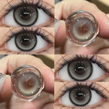 Qfdian 2PCS Korea Colored Contact Lenses Myopia Degree -0.00 to -8.00 Gray Eyes Beauty Pupil Brown Makeup Lens Fast Shipping