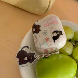 Qfdian cartoon lovely black cat soft earphone case cute pendant for apple airpods 2 3 pro 2nd wireless bluetooth charging box capa fall