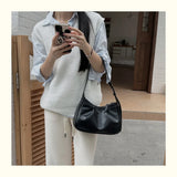Qfdian Korean Chic Office Lady Shoulder Underarm Bag Elegant Pleated Casual Bags for Women Sweet Y2k Aesthetic Fashion Simple Handbags