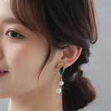 2024 New Fashion Trend Unique Design Elegant Delicate Light Luxury Pearl Leaf Tassel Earrings Women Jewelry Party Premium Gifts