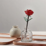 Qfdian  Glaze Rose Flower Eternal Flower Rose Desktop Glass Handicrafts Ornaments Simulation Glass Vase Flower Wedding Valentine's Gifts