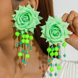 Qfdian  Stylish and unique large flower vacation earrings