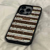 Qfdian  Korean Stars Stripes Phone Case For iPhone 17Air 16 Pro Max Plus 15 14 13 12 11 XS XR Shockproof Black Acrylic Bumber Cover