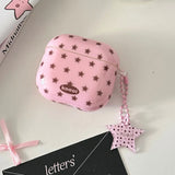 Qfdian Lovely Brown Star Wireless Bluetooth Earphone Case for Apple AirPods 1 2 3 4 Pro 2 Charge Box Shell With Pink Chain Pendant