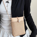Qfdian  Women Vintage Crochet Mini Cellphone Bag Trendy Casual Travel Shoulder Crossbody Bags New Streetwear Fashion Purses and Handbags