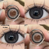 Qfdian  2PCS Color Contact Lenses (Pearl Series) Brown Natural Lenses Gray High Quality Eye Contacts 14.5mm Big Pupil Beauty Lense