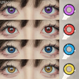 Qfdian 1 Pair Anime Cosplay Colored Contact Lenses for Eyes Red Lenses Halloween Purple Lenses Make Up Beauty Colorful Lenses