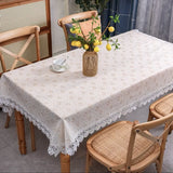 Qfdian  Nordic PVC Printing Tablecloth Washable waterproof oil-proof anti-ironing light luxury high-grade lace lace household tablecloth