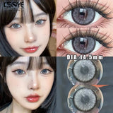 Qfdian 2Pcs Colored Contact Lenses with Degree 0~-8.0 Brown Lens Eye Beauty Pupil Prescription Myopia Soft Black Lens