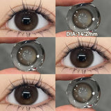Qfdian  2PCS New Gray Prescription Contact Lenses Fashion Pupils Cosmetics Eye Color Lenses Myopia Colored Contact Lenses Brown