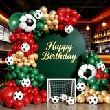 Qfdian  112Pcs Soccer Balloon Garland Kit |   Red, Green & Gold Football Birthday Party Decor for Soccer Fans 🎈