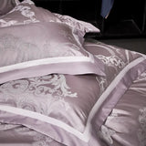 Qfdian 4Pcs High Precision Damask Jacquard Egyptian Cotton Soft Silky Bedding Set Duvet Cover Set Bed Sheet/Fitted Sheet Pillowcases