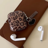 Qfdian fashion luxury transparent leopard print pattern black love heart Pendant for airpods 4 3 1 pro 2 soft silicone protection case