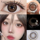 Qfdian  1 Pair Big Eyes Colored Contact Lenses Natural Brown Eyes Lens Gray Pupils Eyes Makeup Korean Style Contact Yearly Use
