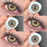 Qfdian  2pcs Color Brown Contact Lenses for Eyes Fashion Natural Gray Softlens Eye Makeup Contacts Yearly Cosmetic Color Lens