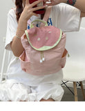 Qfdian Nylon Contrast Color Patchwork Schoolbags Women Students All Match Travel Bags Cartoon Casual Y2k Aesthetic Backpacks Trendy