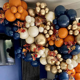 Qfdian  Retro Orange Navy Blue Balloon Garland Arch Kit White Sand Gold Fall Autumn Balloons Thanksgiving Graduation Decoration Birthday