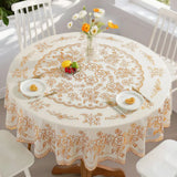 Qfdian  New Waterproof Tablecloth Oil-proof Anti-scalding Wash-Free Round Dining Table Cloth Household Living Room Light Luxury Nordic