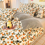 Qfdian  Plush 4-piece Set Winter Constant Temperature Quilt Cover Coral Fleece Sheet Children's 3-piece Set Bedding Article PillowCase
