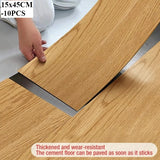 Qfdian  10Pcs 40x15cm PVC Floor Stickers Self-adhesive  Waterproof Thickened Wood Grain Floor  Foam  Living Room