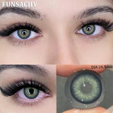 Qfdian  1 Pair Color Contact Lenses for Eyes Green Colored Lense Natural Eyes Contact Fashion Lenses Yearly Beauty Makeup Lens