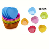 Qfdian Silicone Cake Mold Round Heart Shape Muffin Cupcake Baking Molds Home Kitchen Bakeware Baking Cups BPA Free Kitchen Gadgets  ﻿