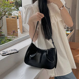 Qfdian Korean Chic Office Lady Shoulder Underarm Bag Elegant Pleated Casual Bags for Women Sweet Y2k Aesthetic Fashion Simple Handbags