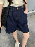 Qfdian  Summer New Fashion Street Wear Versatile A-Line Wide Leg Denim Pants Women Korean Straight Leg Loose Women's High Waist Shorts