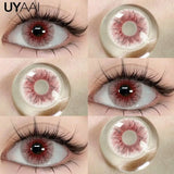 Qfdian   Anime Cosplay Colored Contact Lenses  Red Lens Blue Pupils Halloween MakeUp Beauty Women Cosplay Colorful Lenses