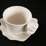 Qfdian  Home French Conch Mug Coffee Shop Matte Ceramic Coffee Cups Retro Relief Shell with Cup Plate Set Mate Pair Cup Gift Tea Cup