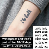 Qfdian  I Love Cat Temporary Tattoo, Herbal Juice Semi-Permanent Waterproof, Small Sexy Realistic Fake Arm Tattoo