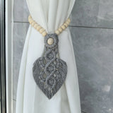 Qfdian  2pcs Bohemian Style Handmade Braided Leaf Cotton Rope Curtain Fasteners Curtain Ties Tassel Leaf Curtain Ties Home Decoration