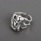 Silver Color Irregular Hollow Surface Bump Ring Female Trendy Jewelry Vintage Party Decoration Gift