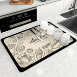 Qfdian  Diatomaceous Earth Absorbent Kitchen Mat Quick Dry Dish Pad Non Slip Countertop Protector Washable Reusable Easy Clean Home Use