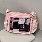 Qfdian Y2k Aesthetic Patchwork Contrast Color Crossbody Bag All Match Preppy Trendy Casual Ita Bags Women Transparent Ins Shoulder Bags