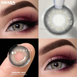 Qfdian 1 Pair Colored Contact Lenses Natural Look Colorful Eyes Lenses Yearly Cosmetic Makeup Eye Green Contacts Lens Gray Lense