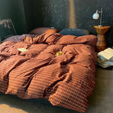 Qfdian  High Quality Beauty Bedding Set Plaid Duvet Cover Bed Sheet Set With Pillowcases Adult Dormitory Queen Size Winter Home Decor