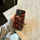 Qfdian Summer hot red motting phone case for iphone 14pro 15pro 15 pro max 13pro 12 14 13 shiny chocolate color shockproof shell fundas