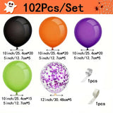 Qfdian  102pcs/Set Halloween Theme with Confetti Balloon Garland Arch Kit for Halloween Party Decorations Holiday Party Decoration