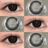 Qfdian  1 Pair New Color Contact Lenses for Eye Beautiful Pupil Fashion Blue Soft Lenses Gray Natural Contacts Yearly Cosmetics