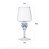 Qfdian  420ML Creative Pink Bow Cup Glass Desktop Decoration Home Christmas Party Drinkware Glass Cup Champagne Handmade Wine Glass Gift