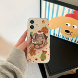 Qfdian Cartoon cute christmas shell magnetic for iphone 15promax 16 13 14pro 15 pro max 13pro 16pro 14 puppy stand holder phone case