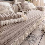 Qfdian  Rabbit Fur Skirt Sofa Cushion Winter New Fixed Anti Slip Skin Friendly Breathable Soft Comfortable Thick Warm Cover Cloth Towel