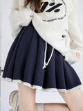 Qfdian  Elastic Waist Pleated Skirts with Shorts Fashion High Waist Mini Skirts Women Korean Fashion Short Skirt Sexy Preppy Style Skort