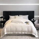Qfdian 100% Egyptian Cotton Luxury Embroidery Hotel Style Bedding Set Queen King Size Duvet Cover Set Bed Sheet/Fitted Sheet Pillowcase