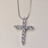 Zirconia Cross Crystal Pendant Necklace Silver Color Box Chain Female Choker Necklaces Fashion Jewelry Gifts For Women Girls